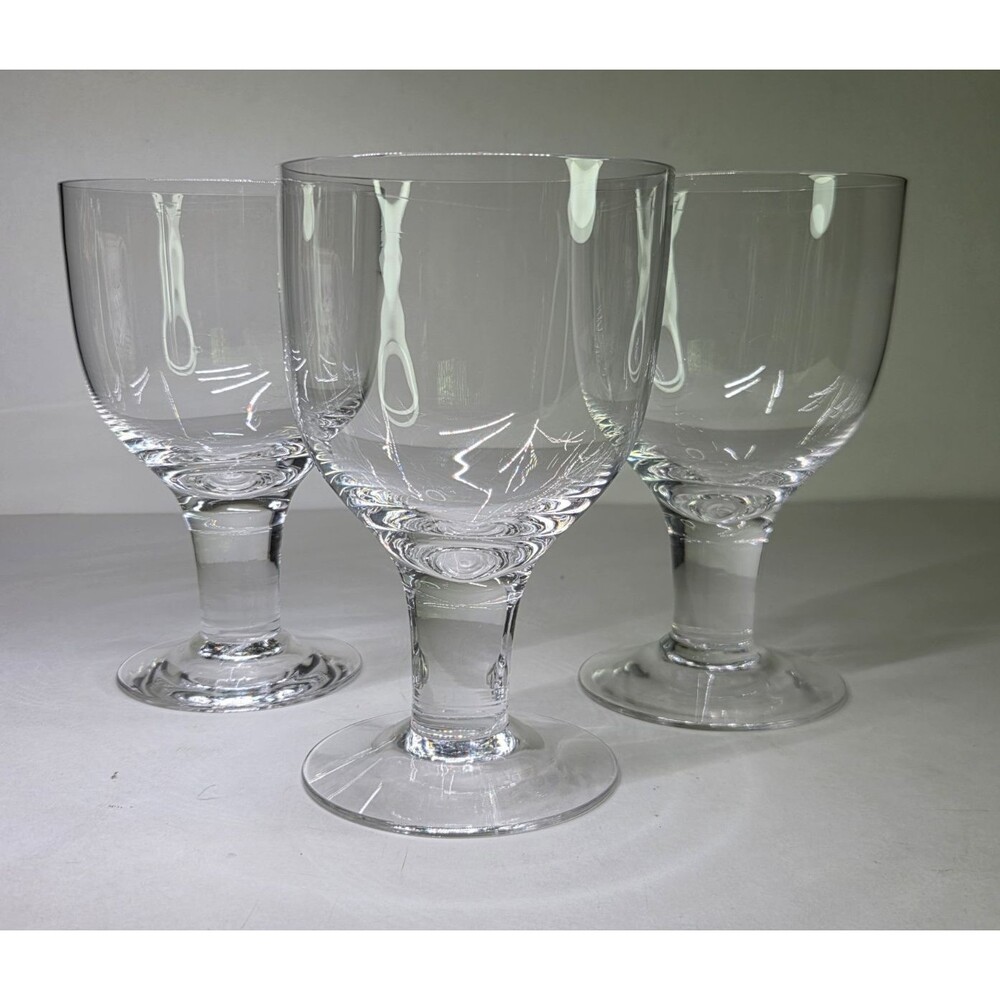 Set of 3 Dartington Crystal Greenwich Water Goblets 6.5" Wine Thick Stem Glasses